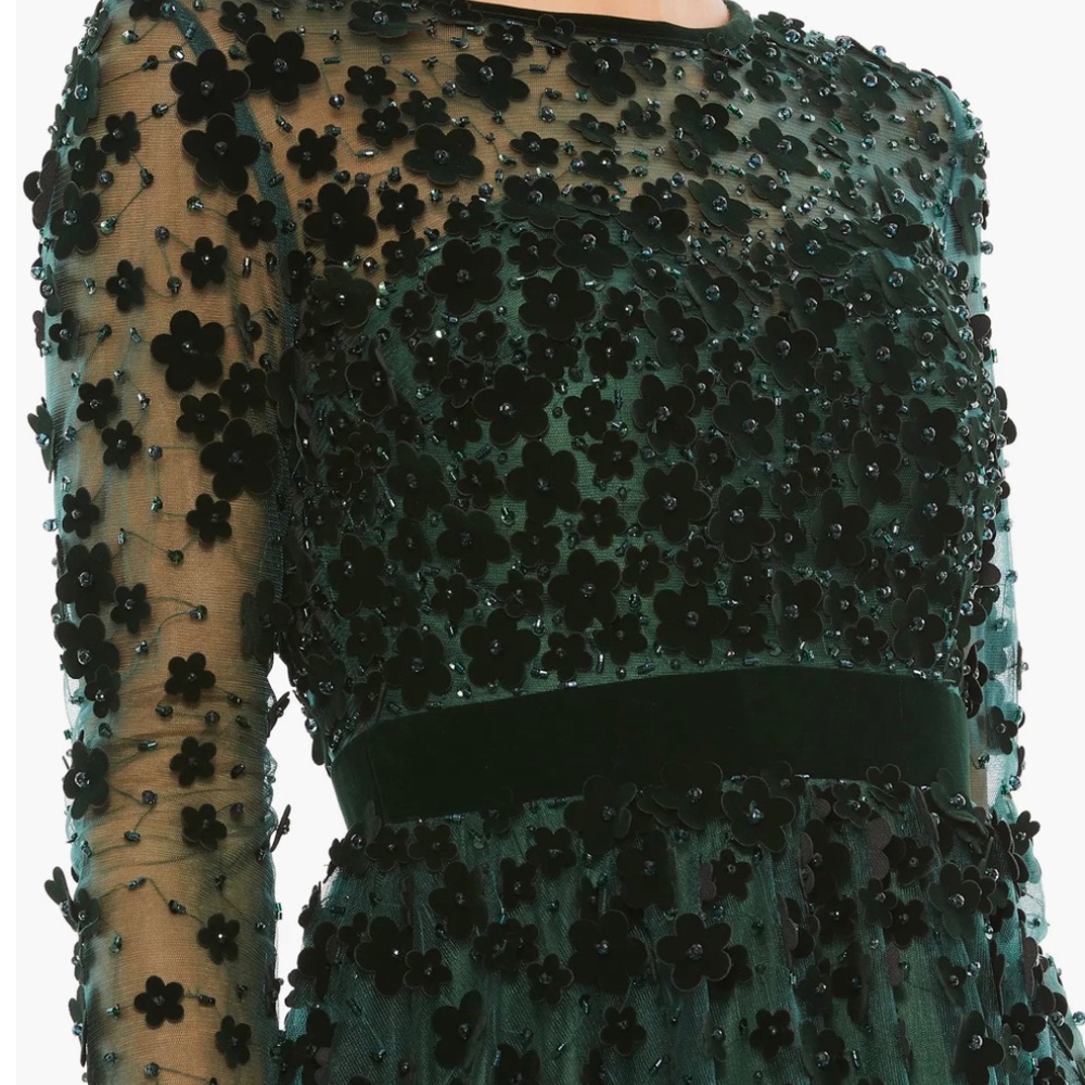 Mac Duggal Long Sleeve Fit & Flare Velvet Embellished Cocktail Dress - Picture 3 of 3